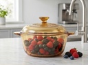 3.7QT(3500ml) 9.8"x4.3" Round Glass Oven Safe Casserole with Lid (4 pc/ctn)