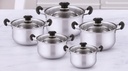 Stainless Steel Sauce Pot with Glass Lid 10pc Set (2 sets/ctn)