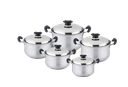 10pc Stainless Steel Sauce Pot Set with GLASS Lid (2 sets/ctn)
