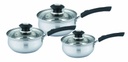 Stainless Steel Sauce Pan w Glass Lid 6pc Set (6 sets/ctn)