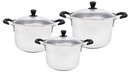 Glass Lid Stainless Steel Stock Pots 6pc Set,12.5/15/18QT (1 sets/ctn)