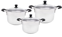 Glass Lid Stainless Steel Stock Pots 6pc Set,12.5/15/18QT (1 sets/ctn)