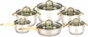 304 Stainless Steel Cookware w Glass Lid 12pc Set (2 sets/ctn)