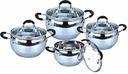 Heavy Gauge 304 Stainless Steel Stock Pot 8pc Set, 1.8/2.5/3.4/5.5 QT (2 sets/ctn)