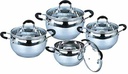 Heavy Gauge 304 Stainless Steel 304 Stock Pot 8pc Set, 1.8/2.5/3.4/5.5 QT (2 sets/ctn)