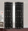 54"x84" Black Embroidered Flowers Window Curtain (12 pcs/ctn