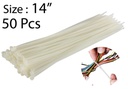 50pc 14" Nylon Zip Ties, 0.19" W, Nylon 66,White(48 bag/ctn)