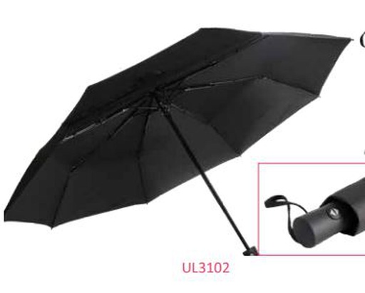 [UL3102] 23&quot; Black 3 Section Auto Open/Close Umbrella (48 pcs/ctn)