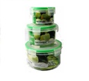 3 pc Round Food Container w Silicone Ring,300ml/680ml/1200ml (20 sets/ctn)